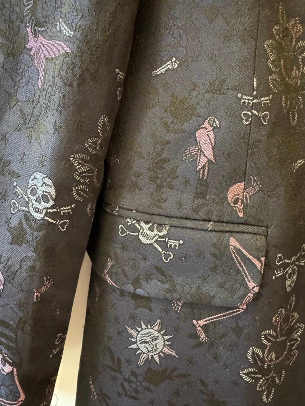 Zadig & Voltaire Victor Tattoo-Print Blazer size 38 FR OR us 6 skull skeleton - Picture 5 of 12